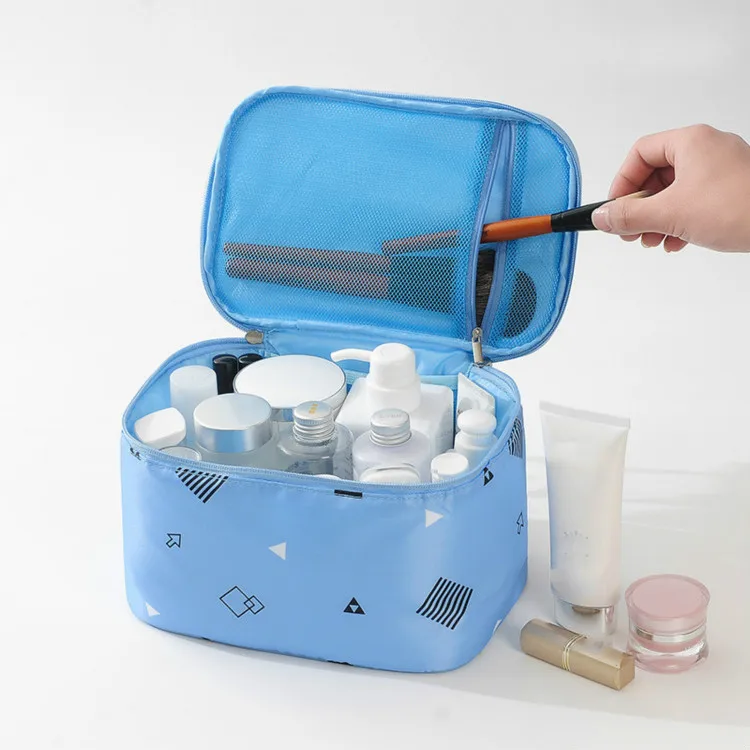 

China Wholesale Large Size Waterproof Beauty Make up Sanitary bag Blue Makeup Cosmetic Bag for Outdoor, Can be customized