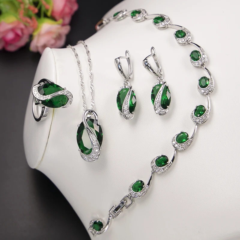 

Women Customize Fashion Wedding Jewelry bisuterial Earrings Necklace Ring Set Bridal Jewelry Set Cubic Zirconia Jewelry