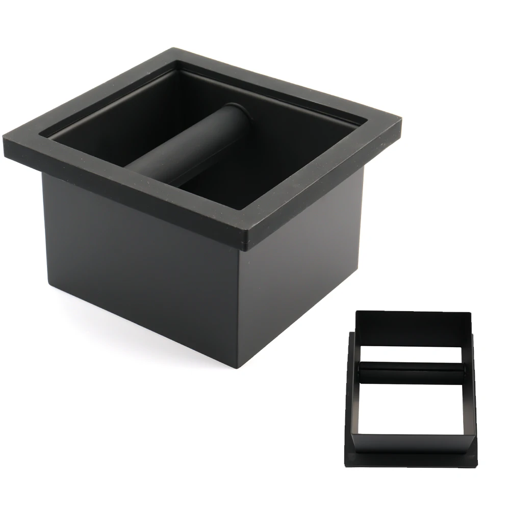 

Black Bottomless Coffee Bucket Knock Box Espresso Tools Knock Box Open Type Stainless steel Material