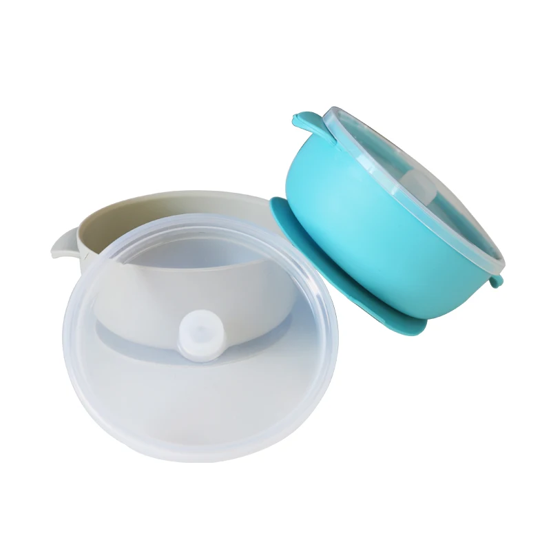 

Safe Leak-Proof Baby Silicone Portable Non Slip Child Feeding Cuencos de silicona with Suction Lid, Customized color