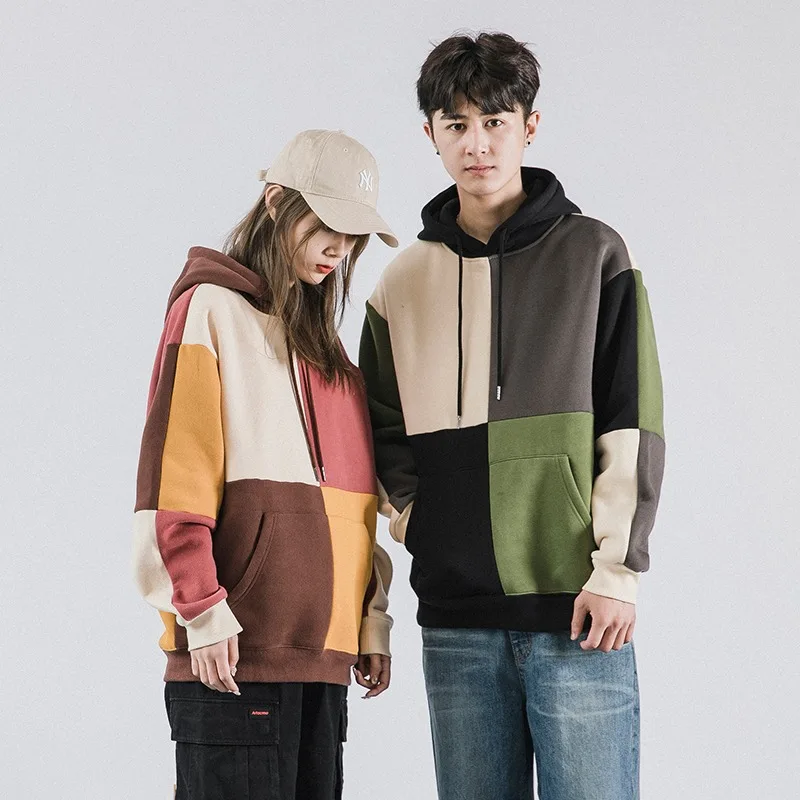 

Women Casual Long Sleeve Loose Pullover lounge wear Hoodie Sweatshirts dresses Top Female Harajuku colorblock Hooded Sweatshirt, Customized colors