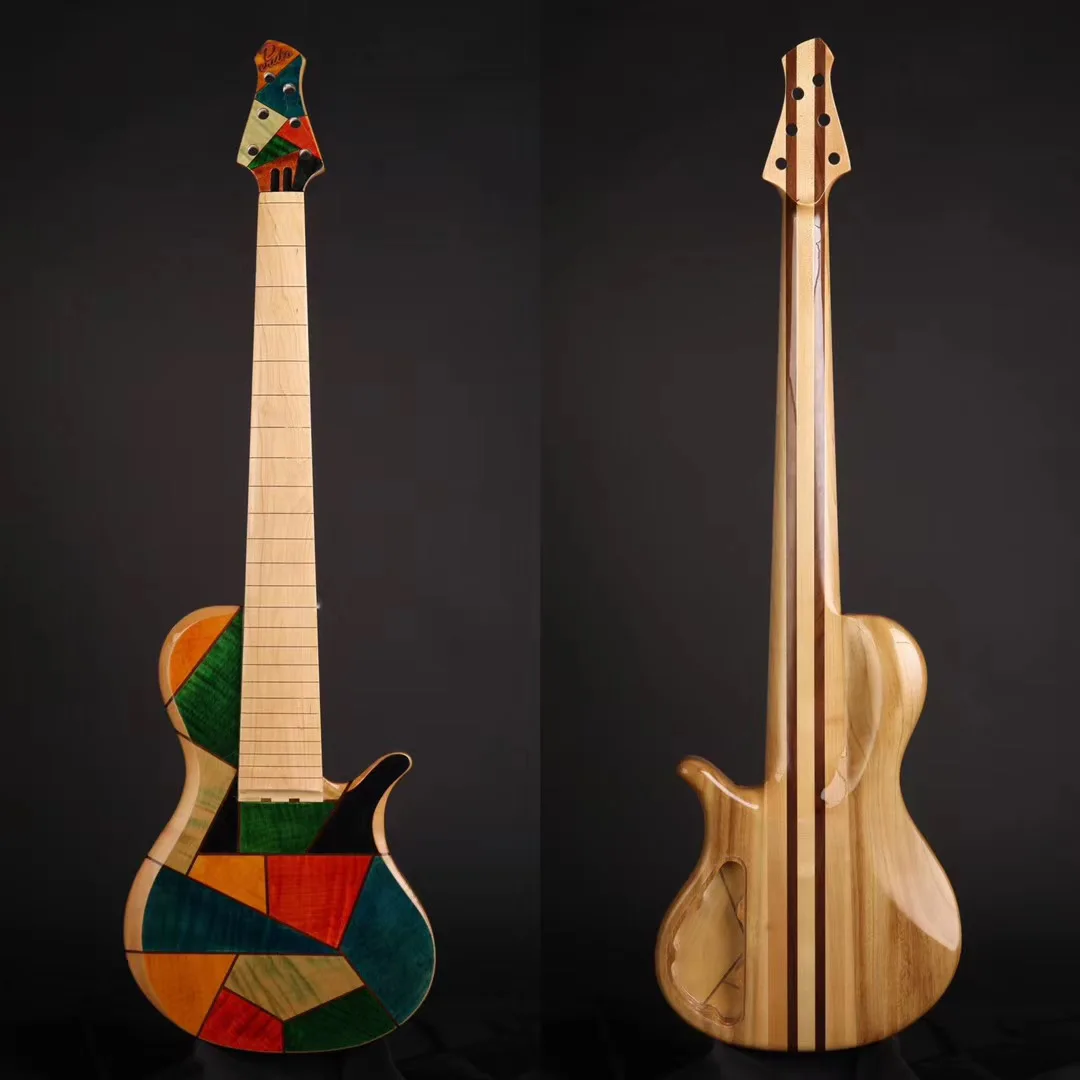 

Derulo Electric Bass guitar Custom OEM DIY 6 Strings Bass guitar Flamed Maple Top Neck through Body Custombody High Quality