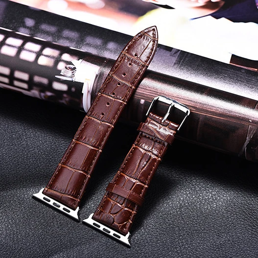 

Classic Crocodile pattern iwatch strap luxury Business Mens Genuine leather watch band for Apple watch bands, Black, brown, red, blue, purple, pink, white