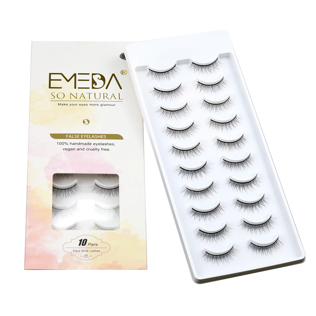 

EMEDA 3D faux mink half lashes SA3 style 10 pairs/set lash wands short false eye lashes in stock fast delivery, Black