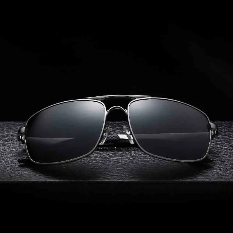 

Hot Fashion Retro Double Bridge Metal Sun Glasses Polarize Riding Driving Fishing Sunglasses Men River 2021