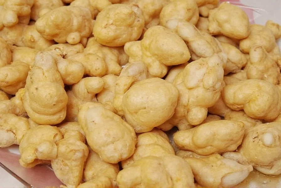 Close-up of hand using spoon to peel ginger root, showing minimal waste and fresh yellow flesh