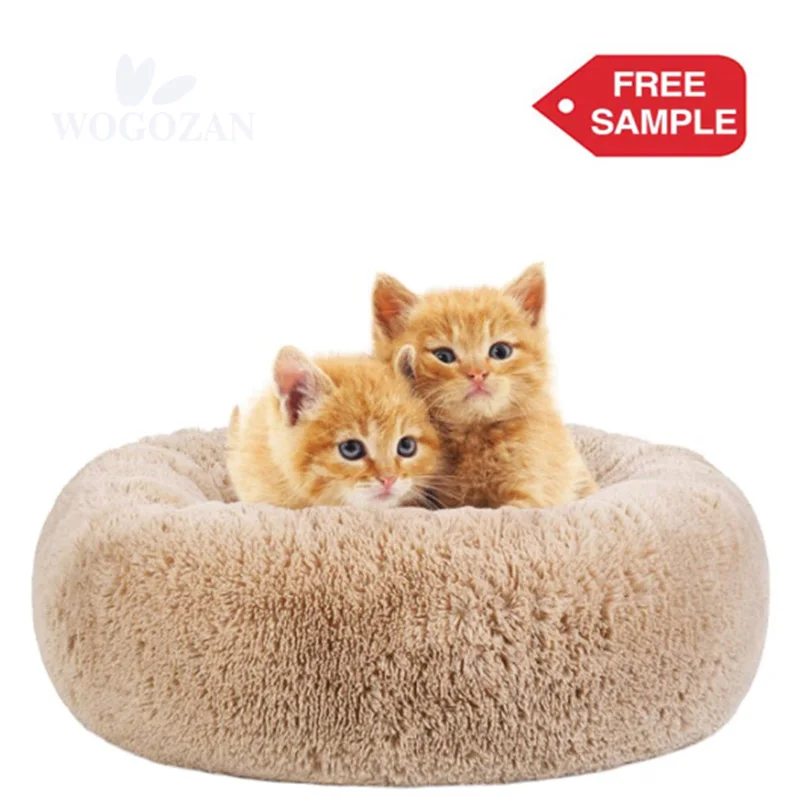 

Pet Bed Eco Friendly Deep Sleep Fluffy Faux Fur Plush Round Donut Washable Waterproof Luxury Cat Dog Bed Pet Beds Sofa, 36 colors