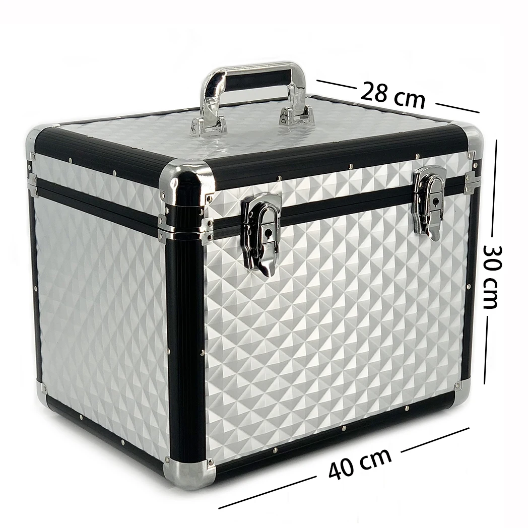 

Beauty OEM Professional Portable Makeup Train Case Aluminum Alloy Cosmetic Case, Black, silver or on request