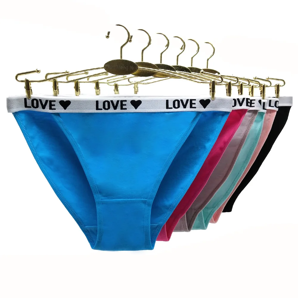 

solid color elastic belt cotton hipster design breathable slim panties