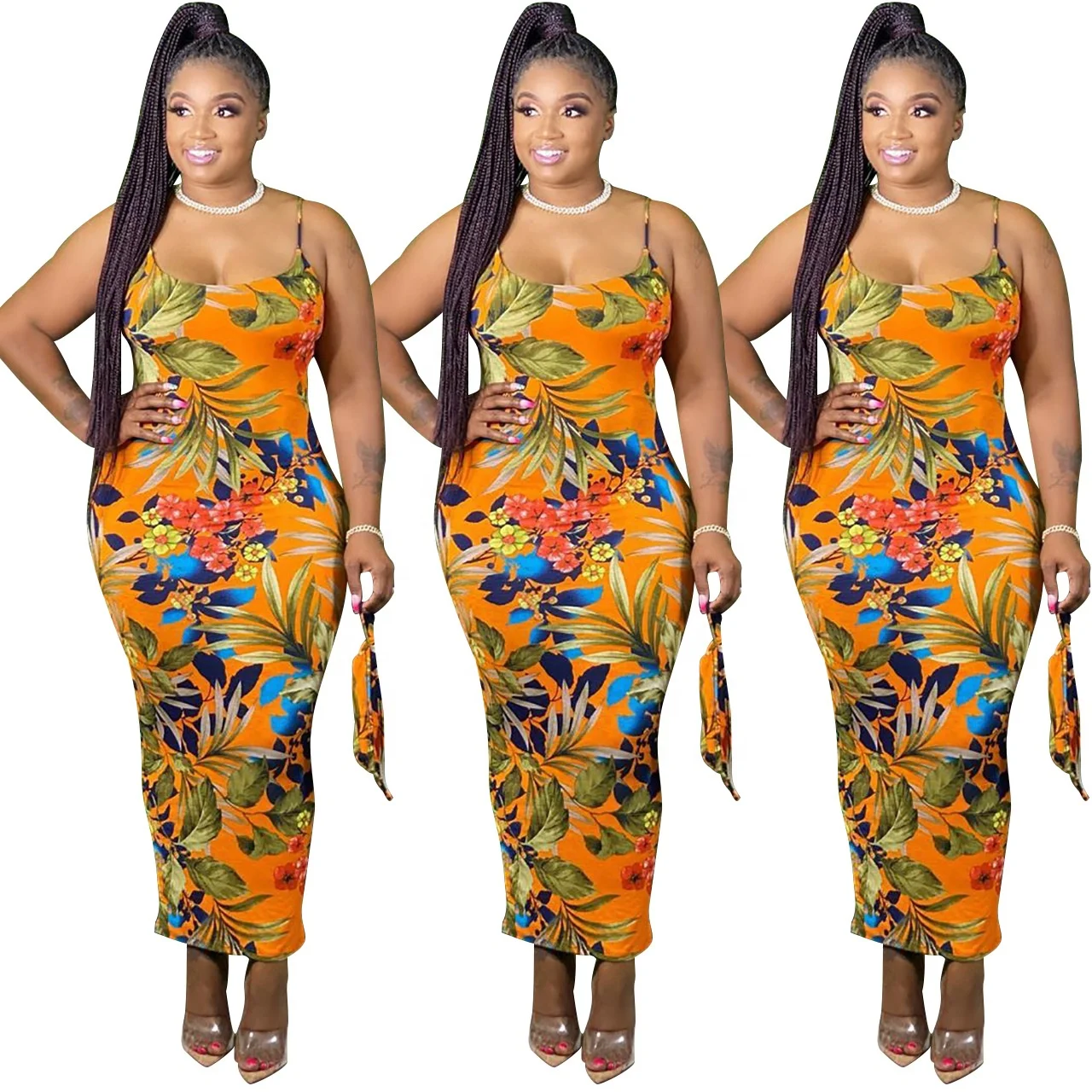 

B62930A Ready to ship American hot style printed fashion lady dress