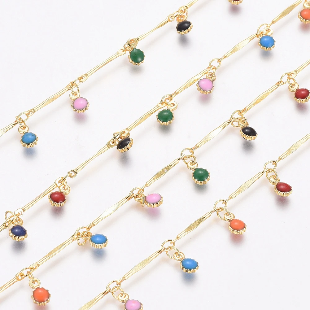 

PandaHall Colorful Handmade Real Gold Long-Lasting Plated Bar Link Chains