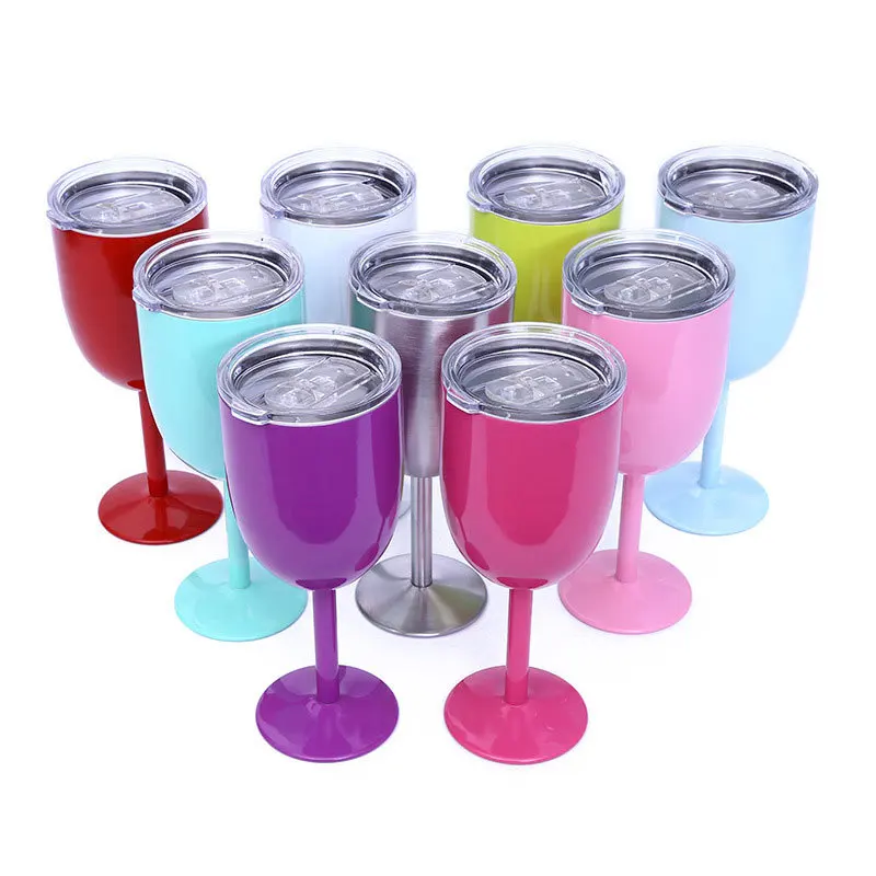 

Feiyou high quality custom 10oz double wall vacuum insulated wine glasses goblet 304 stainless steel wine tumbler for party, Customized color