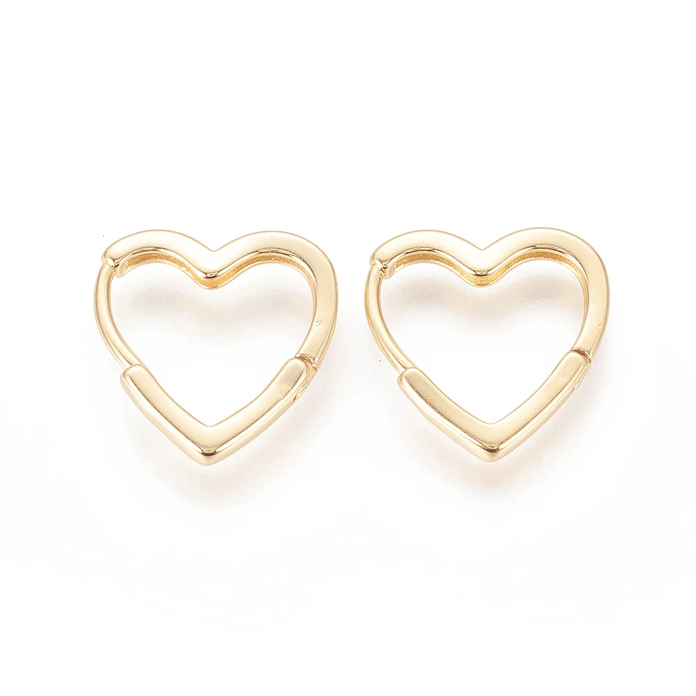 

PandaHall Heart Real 18K Gold Plated Brass Huggie Hoop Earrings