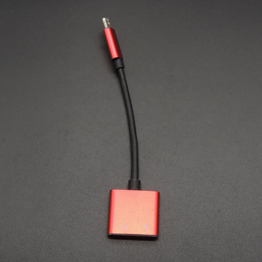

Free shipping 2 in 1 adapter Splitter cable earphone audio adapter converter headphone jack audio adapter for iphone, Silver/red/gold