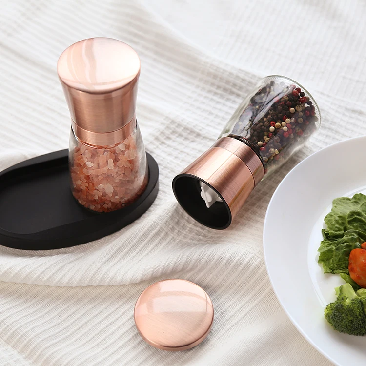 

LFGB grinders miller crusher pepper & salt marble old salt pepper mill copper with silicone base