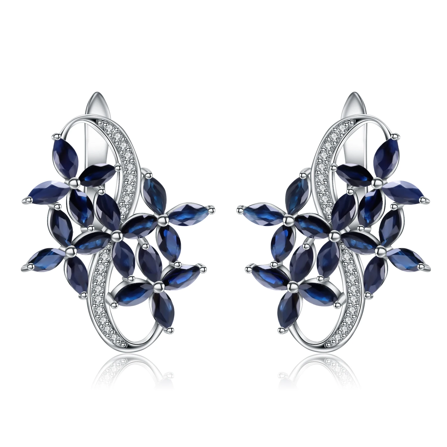 

Abiding New Design Platycodon Grandiflorum Flower Jewelry Romantic Sterling Silver 925 Blue Sapphire Bridal Earrings Bulk