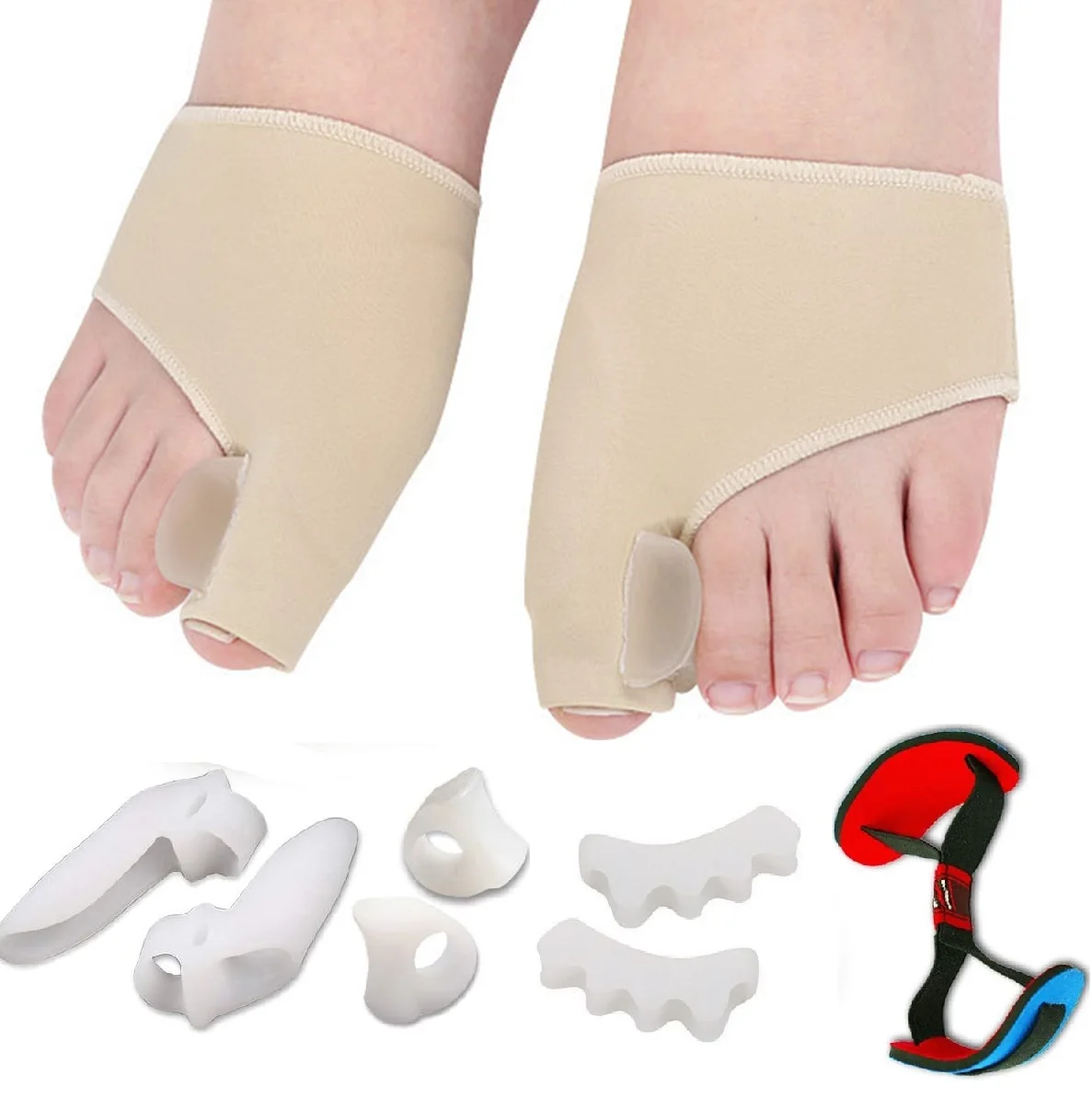 

9 Piecse/Set Soft Silicone Gel Toe Separator Hallux Valgus Bunion Spacers 0verlapping Toes Corrector Bunion Corrector Kit