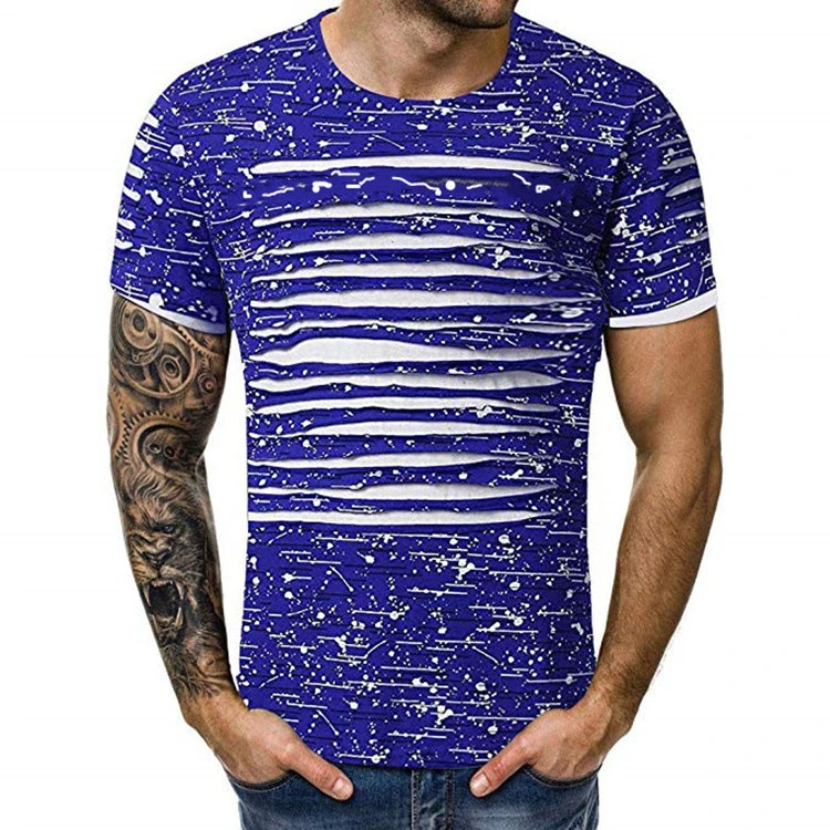 

2021 men fashion shirt Summer Printing Patchwork O-collar Short Sleeve Tops t shirt men casual