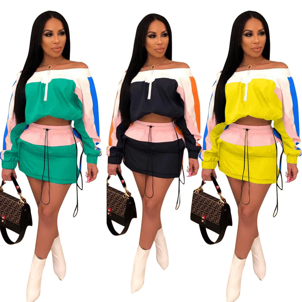 

KC881 Wholesale hot sell off shoulder tracksuit two piece set jumpsuit women