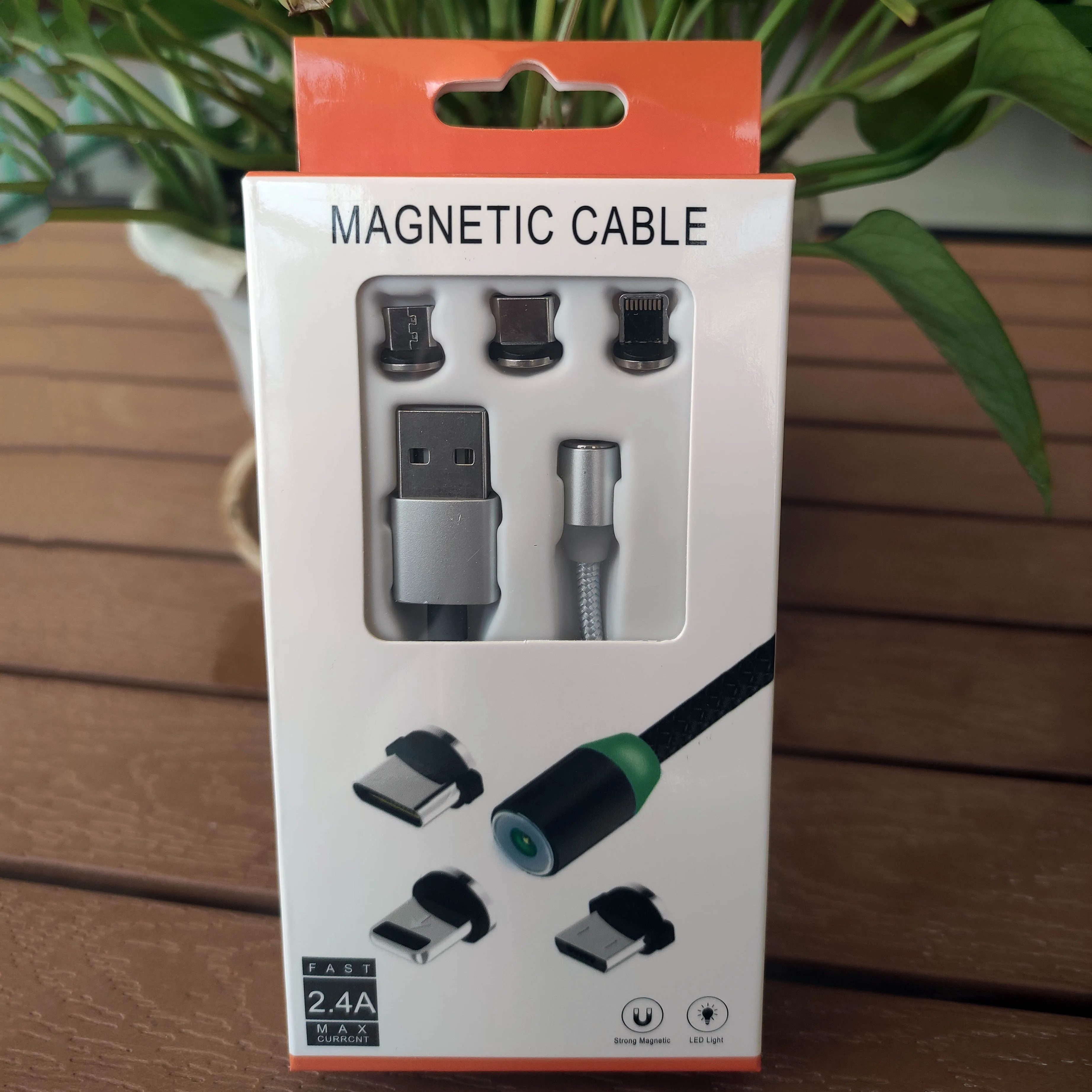 

High Quality Durable Nylon Braided Multi Usb Charger For Phone With Led Light 3 in 1 Magnetic Charging Cable