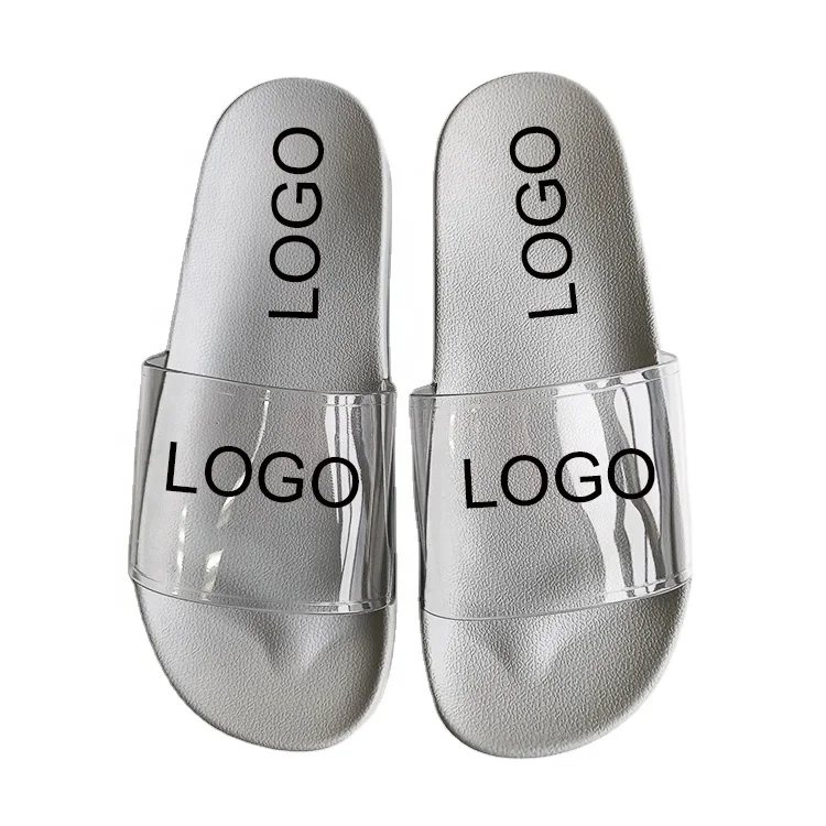 2022 Big Size Transparent Strap Men Custom Basic Printing slippers Outdoor Beach Waterproof Pvc slippers Wholesale Man Shoes