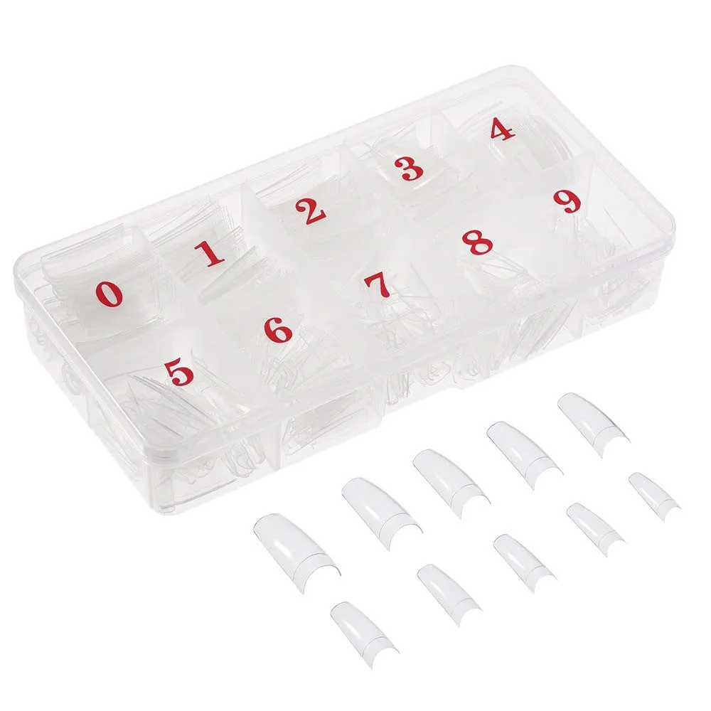 

500pcs Lady French Acrylic Style Artificial False Nails Half Tips With Box Package (Clear)