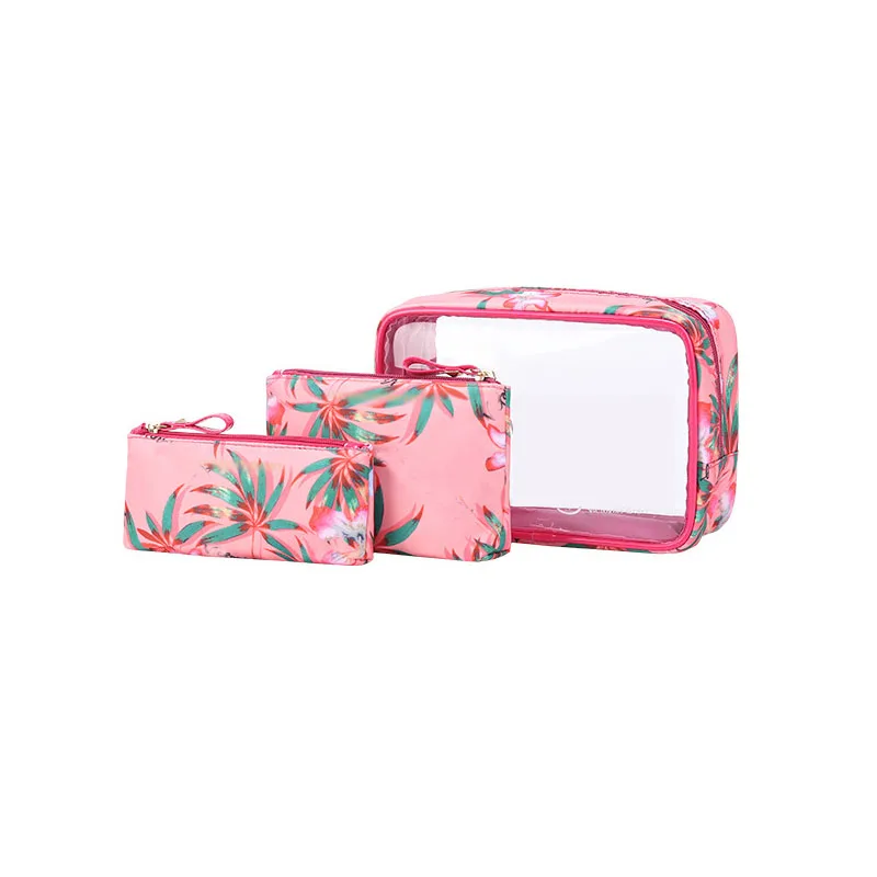 

Pink Flower PVC Skincare Bags Cosmetic Bag Travel Cosmetic Bags & Cases