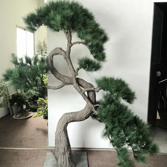 

Customised outdoor indoor big tree plant artificial greeting pine tree podocarpus plant for hotel garden decoration, Green and red color