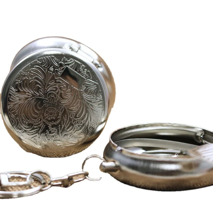 

Small ashtray ashtray type Portable metal European-style circular environmentally friendly ashtray with keychain