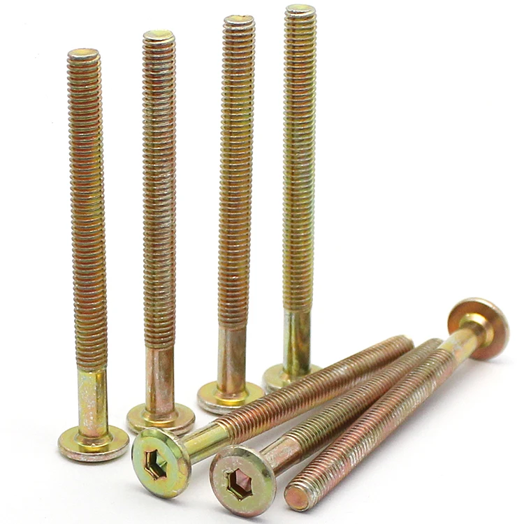 M6 Color Zinc Flat Hex Socket Furniture Connector Screws Bolts Buy Flat Socket Connector Bolts