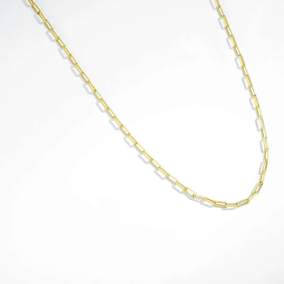

925 sterling silver medium chain necklace simple style for women 14K gold plated chain gold vermeil jewelry
