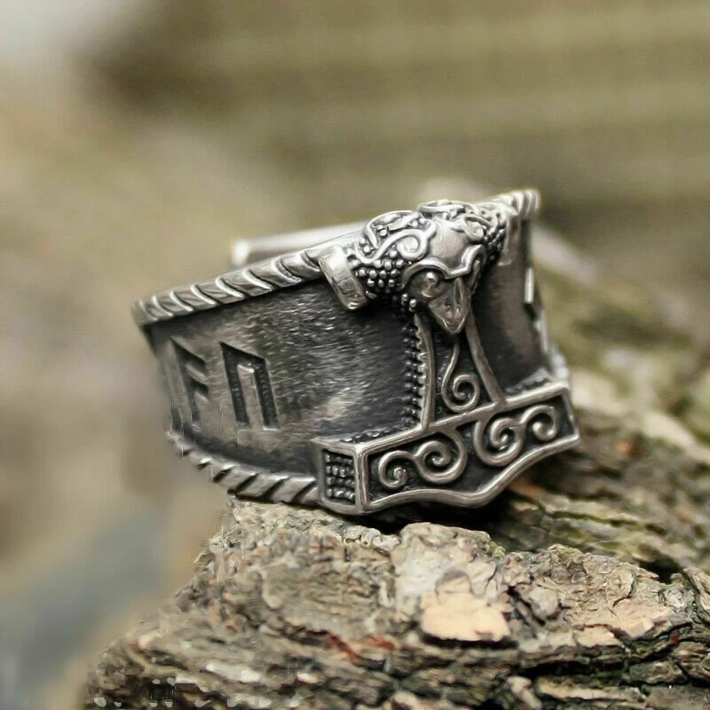 Men's Black Vintage Brass Viking Style Jewelry Male Rings