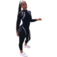 

2019 Amazon Hot Selling Mesh Jumpsuit Tight Tracksuits For Women