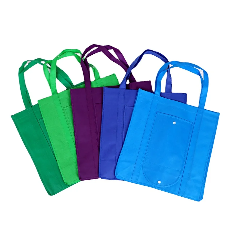 

Sac Non Tisse Customizable Logo Foldable Groceri Tote Blank 100 GSM With Button Non-Woven Shopping Bag, 5colors