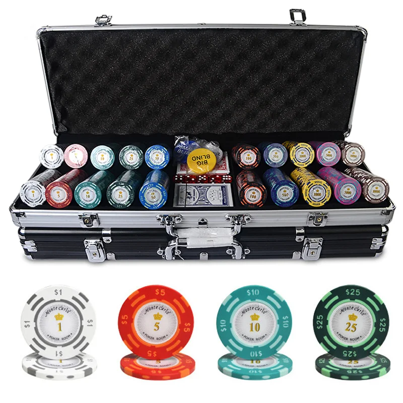 

500pcs/set 14g Casino Poker Chips Sets,Colorful Clay Chips Texas Hold'em Chips Sets + Metal Box