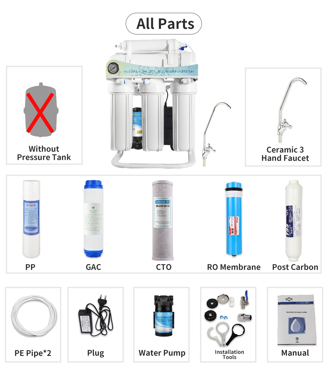 5 Stages 400gpd Self-cleaning Ro Reverse Osmosis Filtro De Agua Water ...