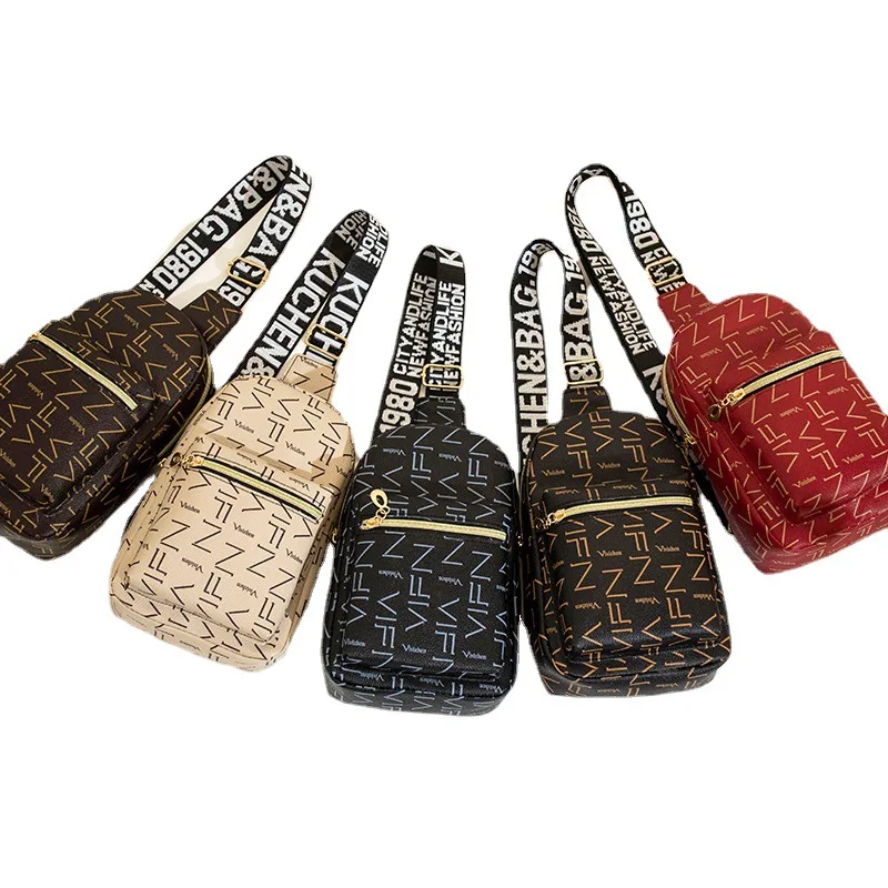 

Cheapest luxury geometric patterns printing women chest bag girl mobile phone High capacity shoulder messenger waist bag