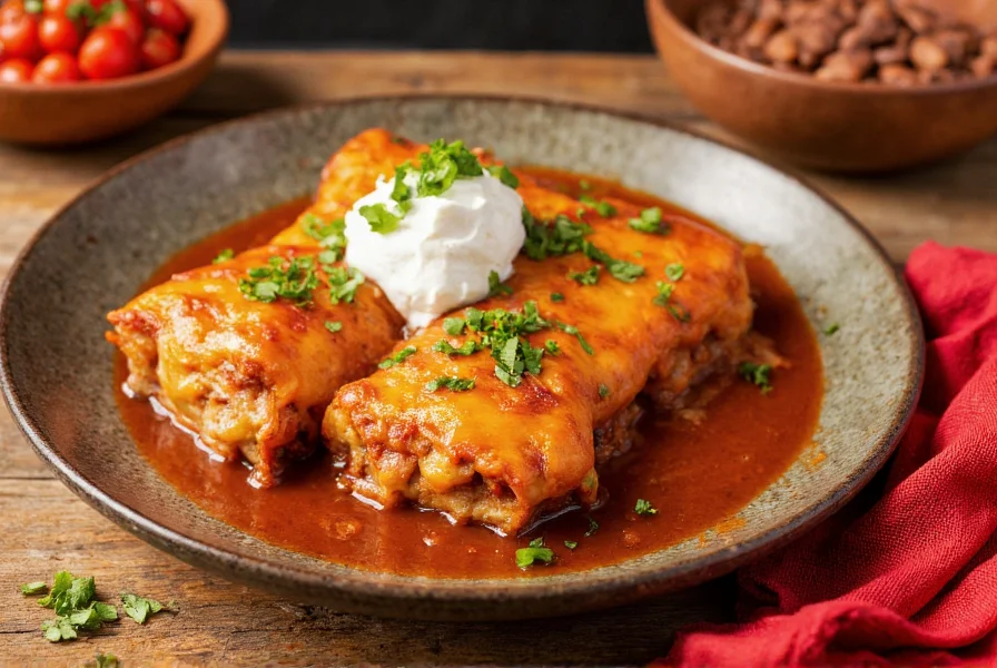 Traditional Mexican meal with baked chili relleno, refried beans, and fresh salsa