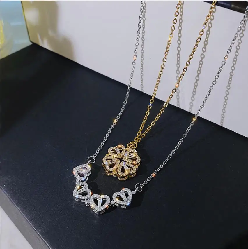 

2021 Simple Love clavicle chain 18k Titanium steel necklace clover necklace European and American necklace women sweater chain