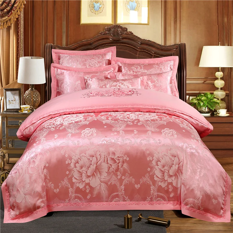 Wedding Jacquard Polycotton Duvet Cover And Bed Sheet Bedding Sets Skin