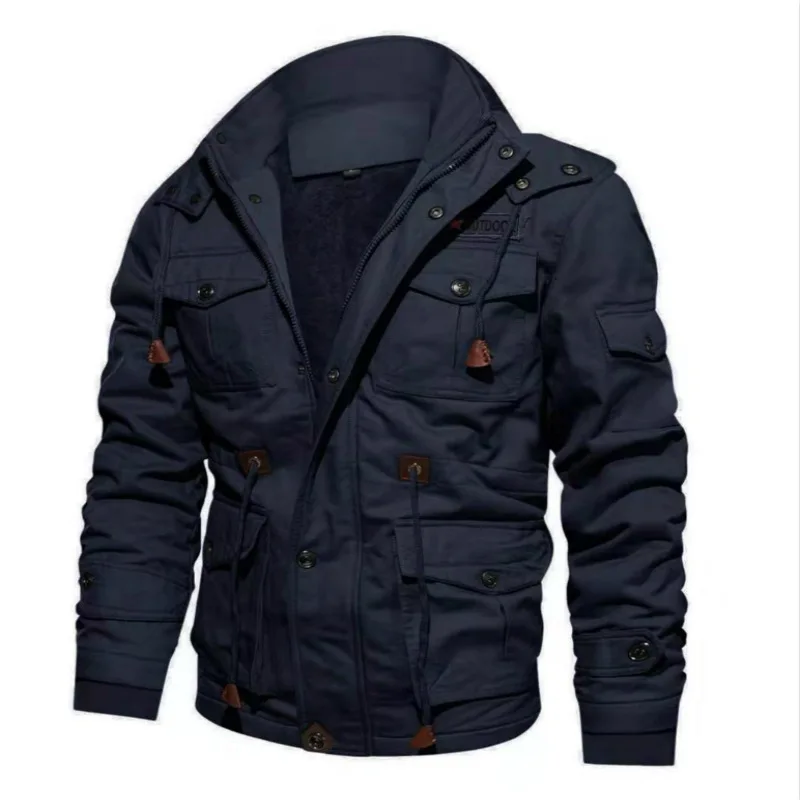 

Winter Thickening Fleece Warm Military Style Track Bomber Jacket Men Plus Size Jacket Coat