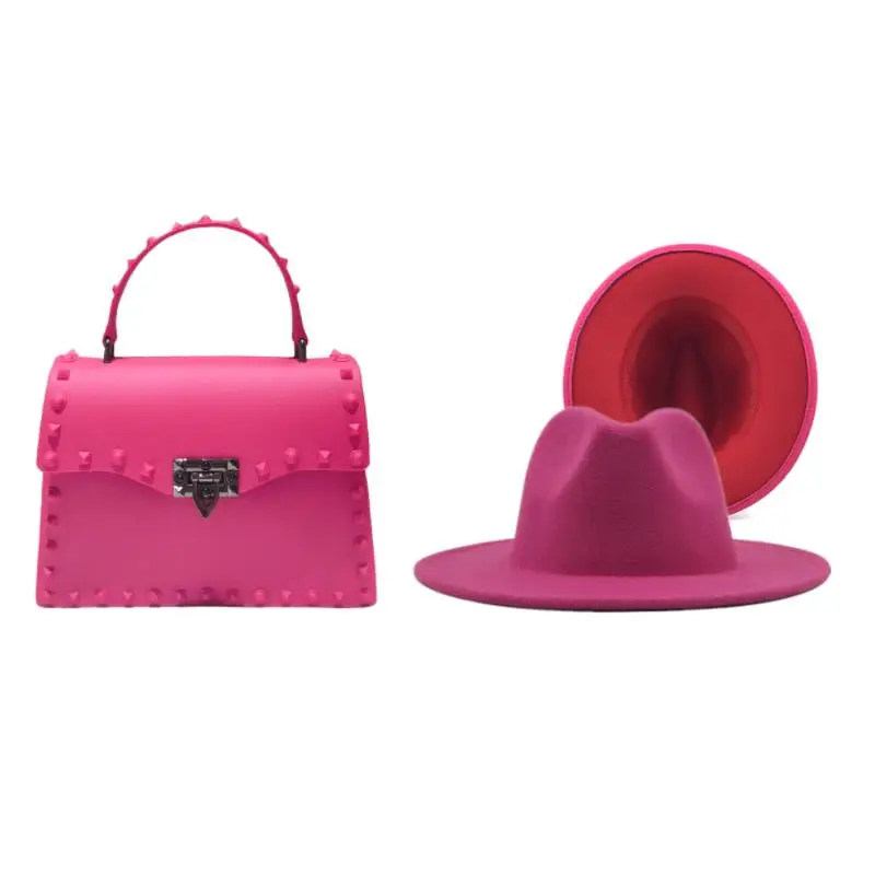 

wholesale fashion purses luxury brand solid jelly handbags jelly purse for women hand bags fedora hat with matching purse sets, Purple,silver,rose red,blue,black,red