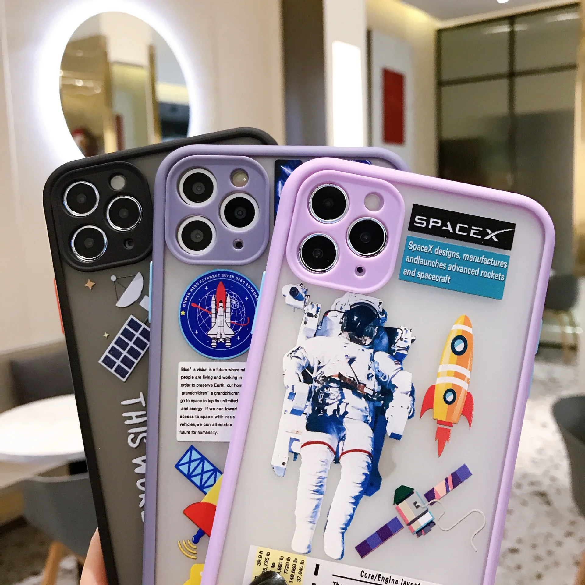 

2021 New Astronaut Soft Anti-fall Protection Cartoons Phone Case for iPhone 7/8 Plus 11/12 Pro Max 12mini Xr XsMax X/Xs