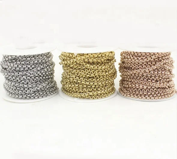 

Hot selling customized stainless steel rolo chain, Silver, gold, black