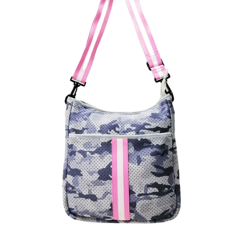 

2020 New Wholesale Grey Camo Color Perforated Neoprene Crossbody Bag Durable and Lightweight Neoprene Shoulder Bag