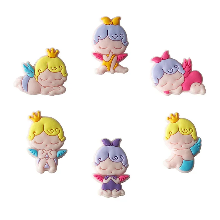 

Stock spot angel baby PVC soft rubber shoes flower shoe buckle accessories, As picture/custom