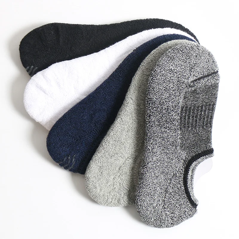 

Wholesale bulk high quality cotton thick terry invisible warm men grey dress socks, 8 colors