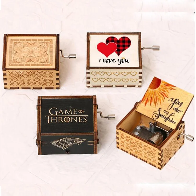 

Wooden Mini Hand Cranked Music Box Home Decoration Musical Box Gift