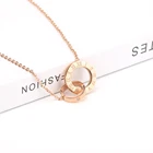 High Quality Stainless Steel double ring necklace zircon ready to ship