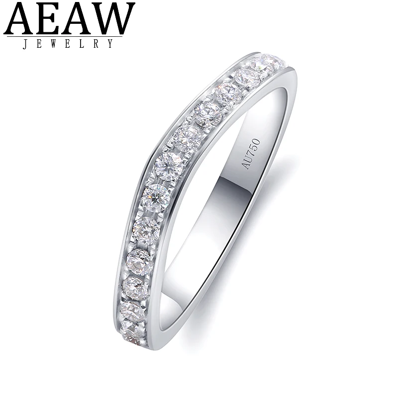 

AEAW Tiny Round Brilliant Cut D Color VVS1 Moissanite Party Ring for Women Solid 14K White Gold Certification Test Positive